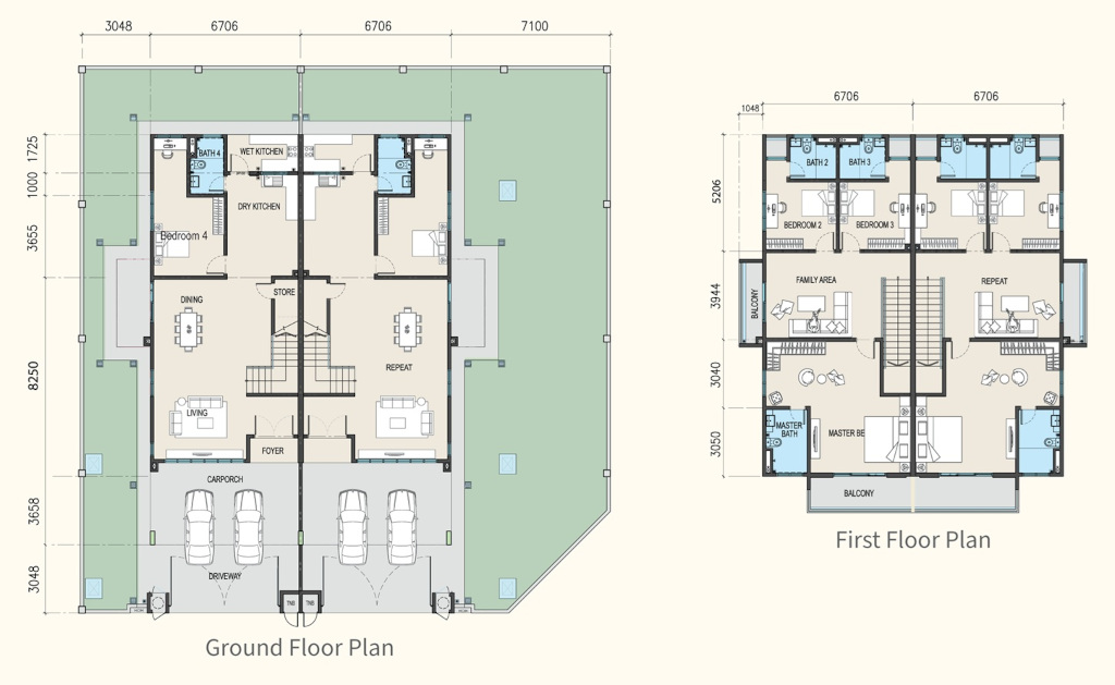 FLOOR PLAN - 2-Storey Semi-Detached House - ELORA